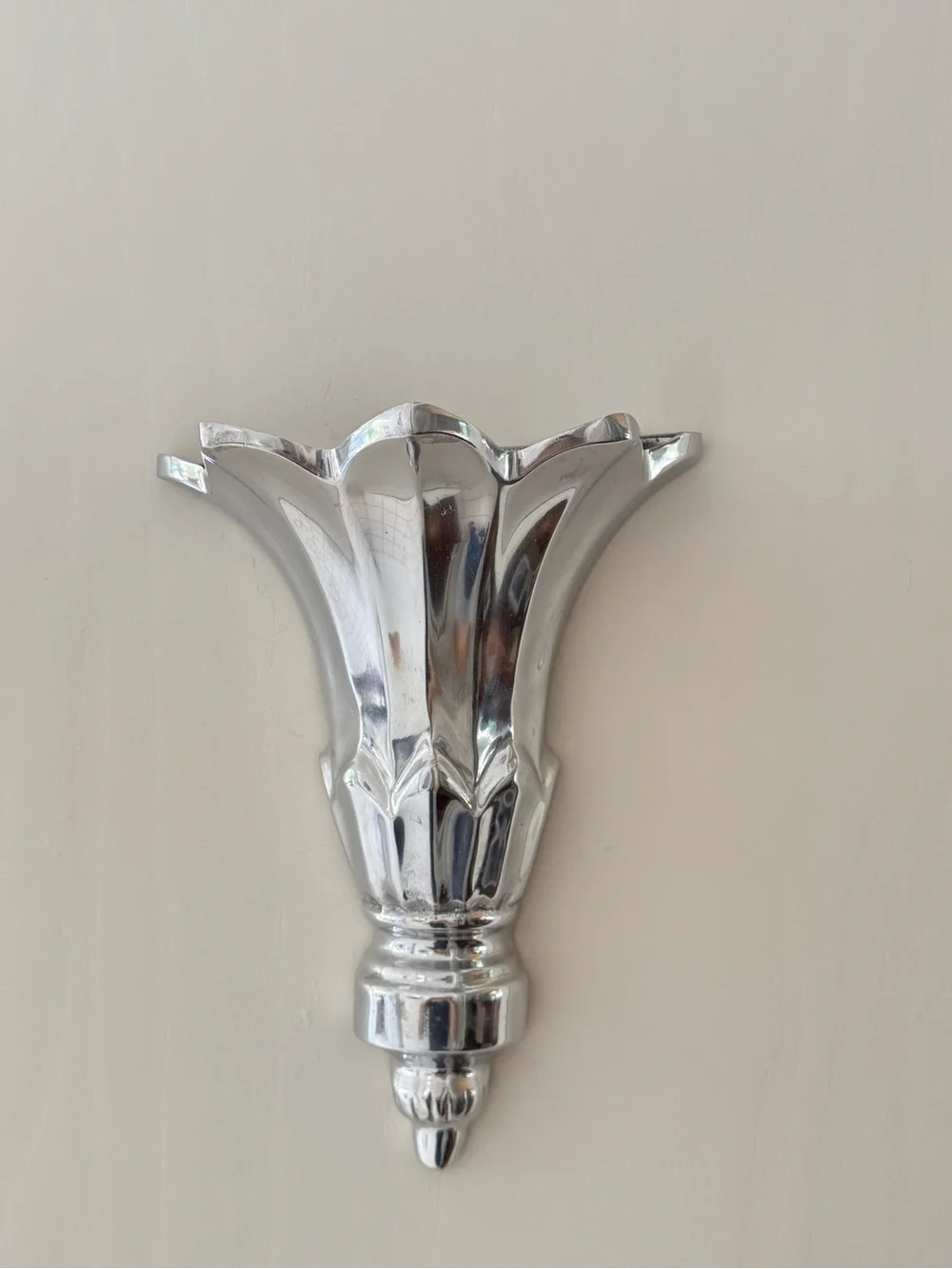 Rare Vintage MCM Art Deco Silver Metal Wall Vases from India